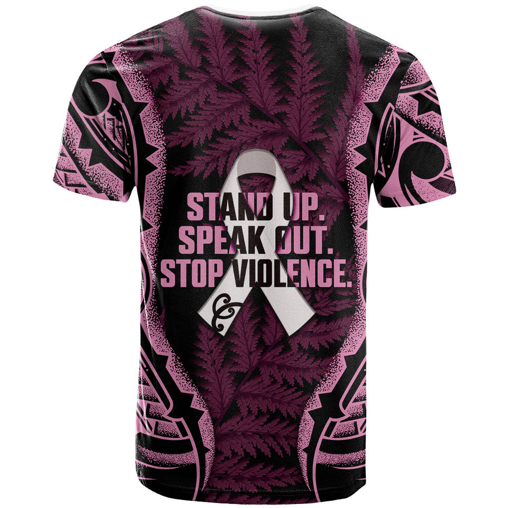 White Ribbon Day New Zealand T Shirt Respect Women Maori Pattern Pink