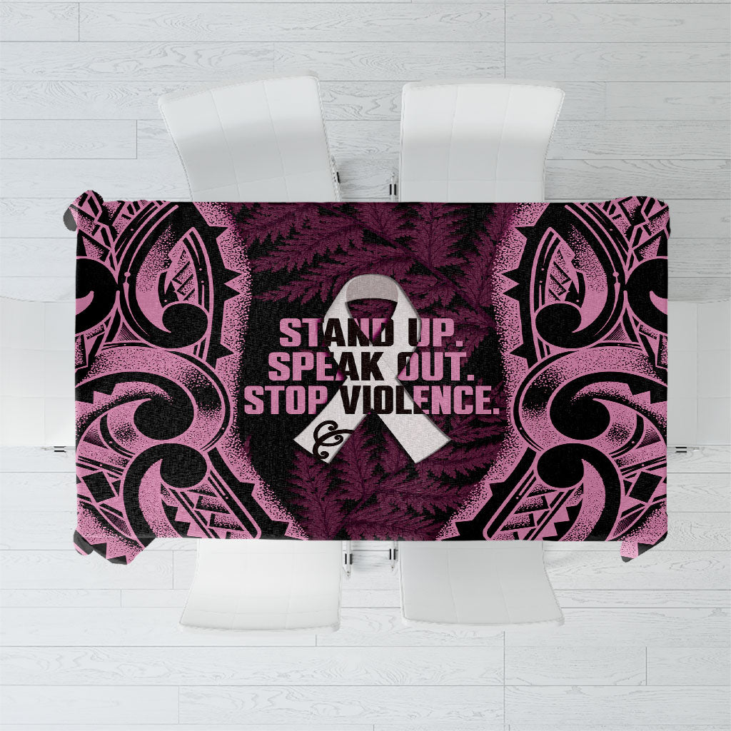 White Ribbon Day New Zealand Tablecloth Respect Women Maori Pattern Pink