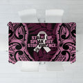 White Ribbon Day New Zealand Tablecloth Respect Women Maori Pattern Pink