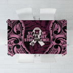 White Ribbon Day New Zealand Tablecloth Respect Women Maori Pattern Pink