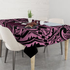 White Ribbon Day New Zealand Tablecloth Respect Women Maori Pattern Pink