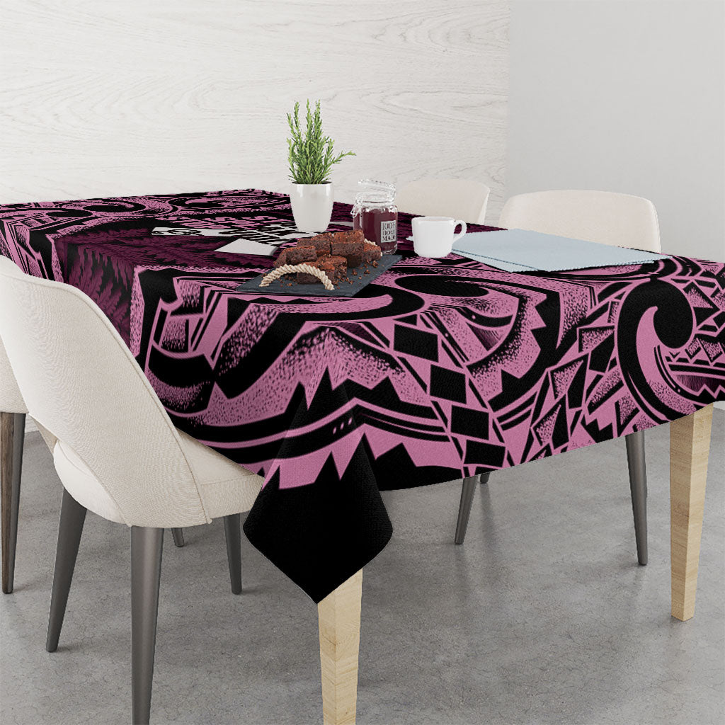 White Ribbon Day New Zealand Tablecloth Respect Women Maori Pattern Pink