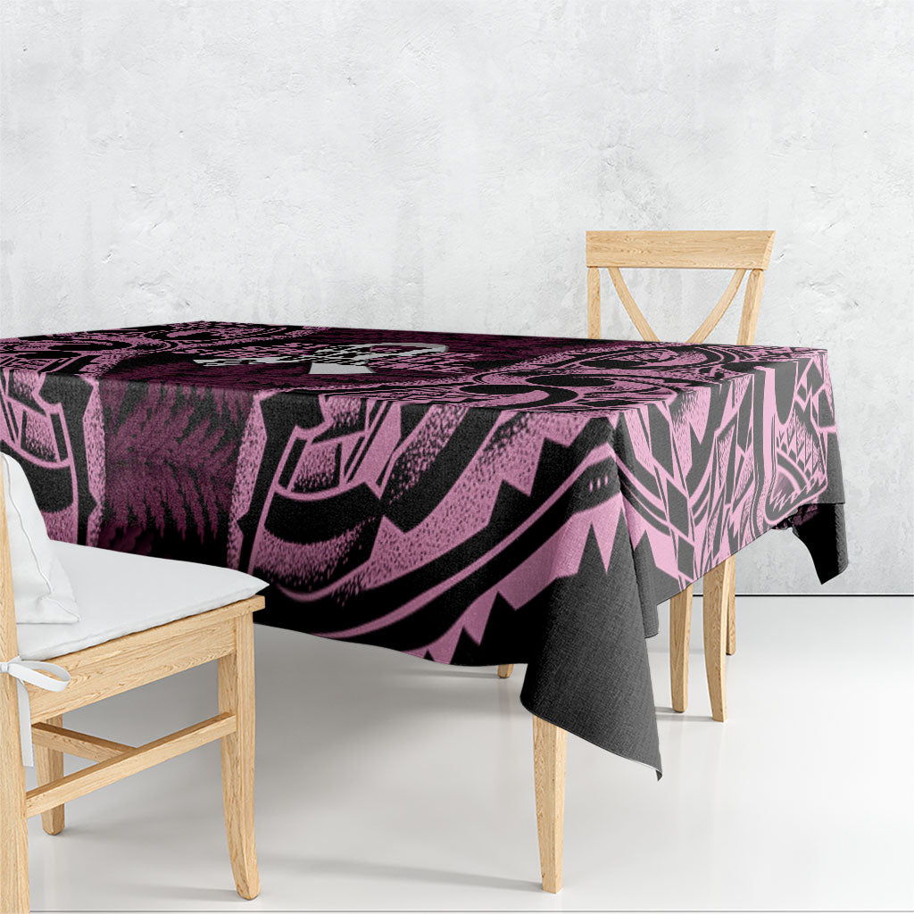 White Ribbon Day New Zealand Tablecloth Respect Women Maori Pattern Pink