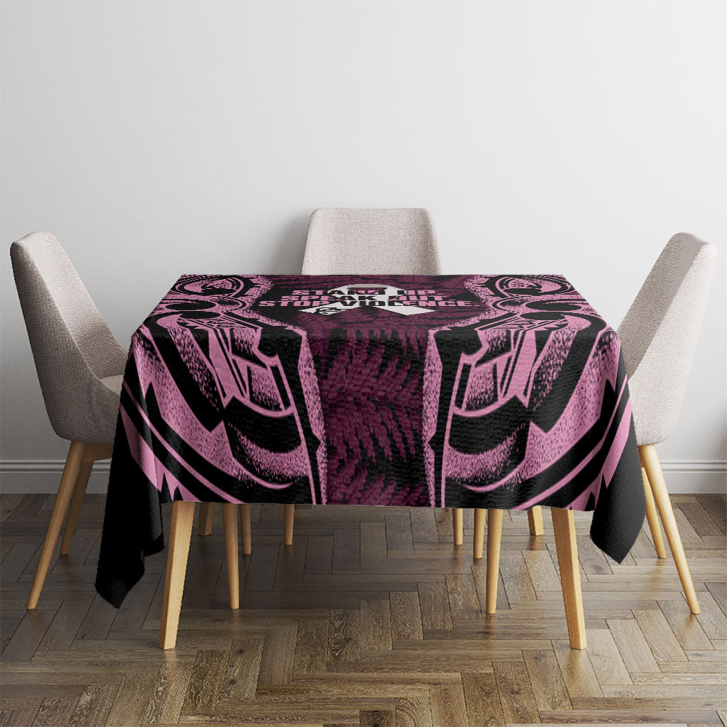 White Ribbon Day New Zealand Tablecloth Respect Women Maori Pattern Pink