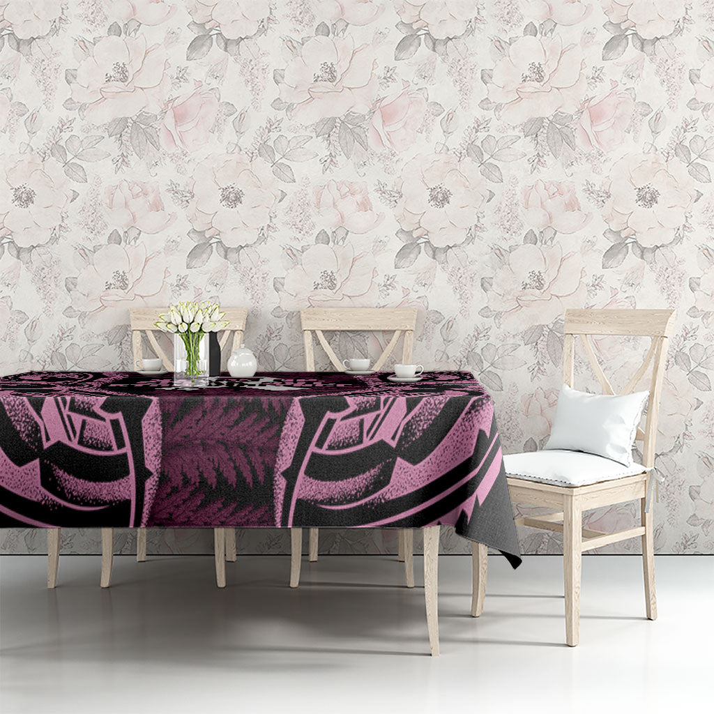 White Ribbon Day New Zealand Tablecloth Respect Women Maori Pattern Pink