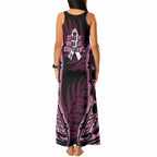 White Ribbon Day New Zealand Tank Maxi Dress Respect Women Maori Pattern Pink