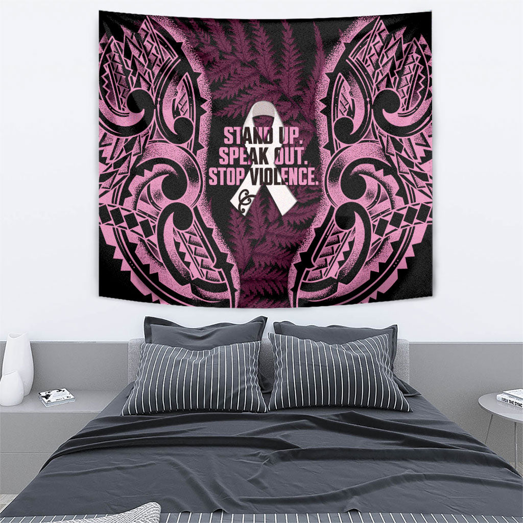 White Ribbon Day New Zealand Tapestry Respect Women Maori Pattern Pink