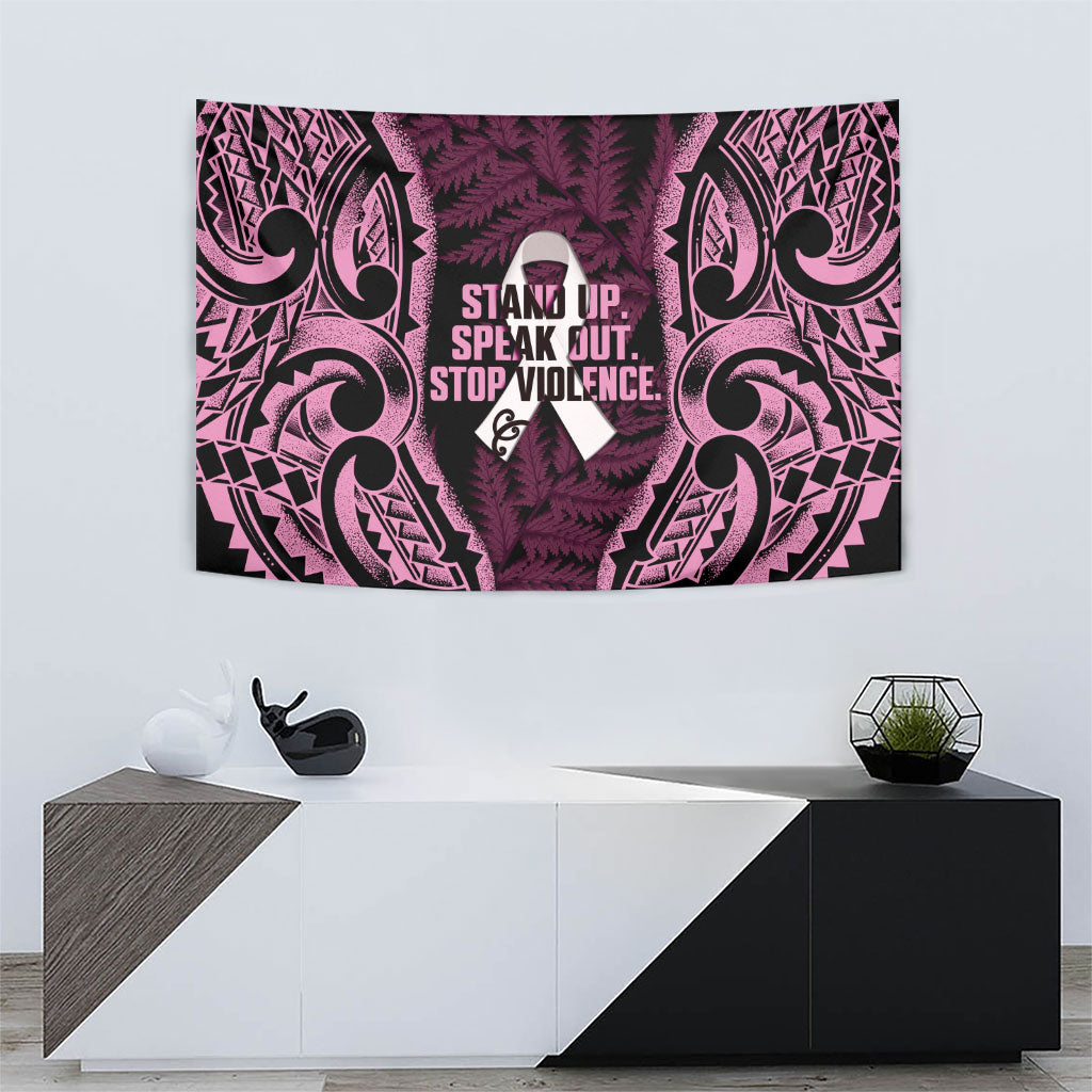 White Ribbon Day New Zealand Tapestry Respect Women Maori Pattern Pink