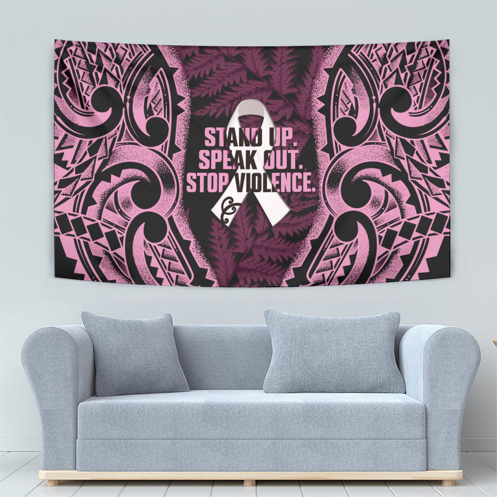 White Ribbon Day New Zealand Tapestry Respect Women Maori Pattern Pink