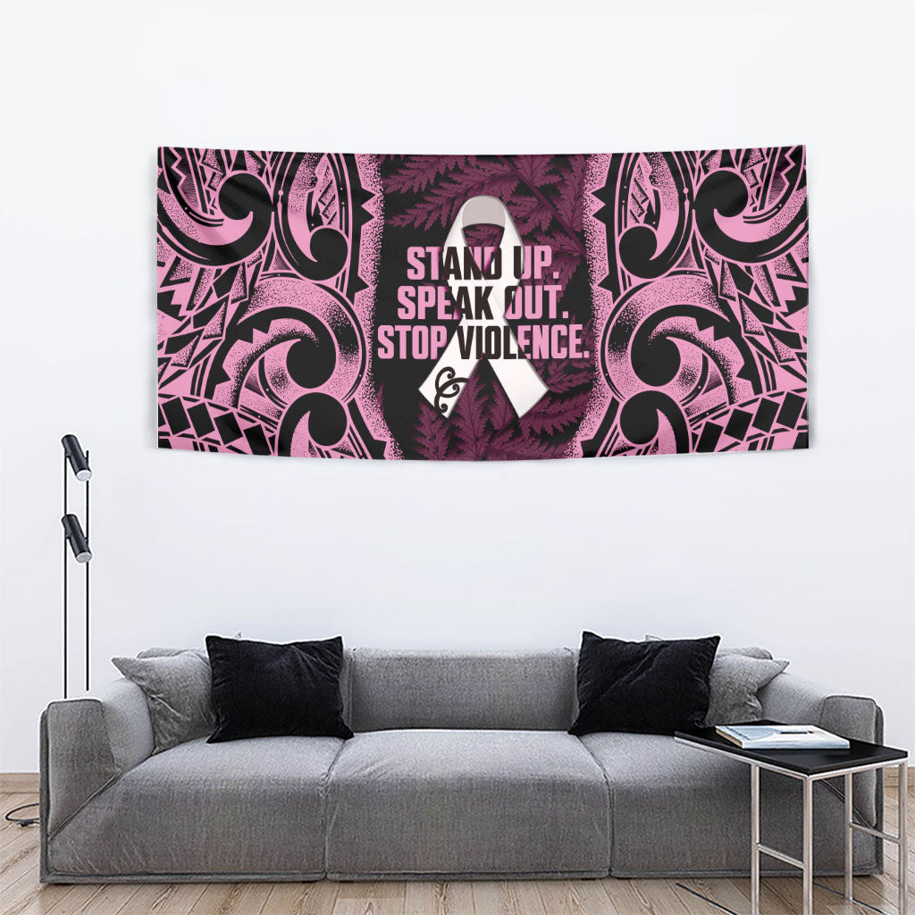 White Ribbon Day New Zealand Tapestry Respect Women Maori Pattern Pink