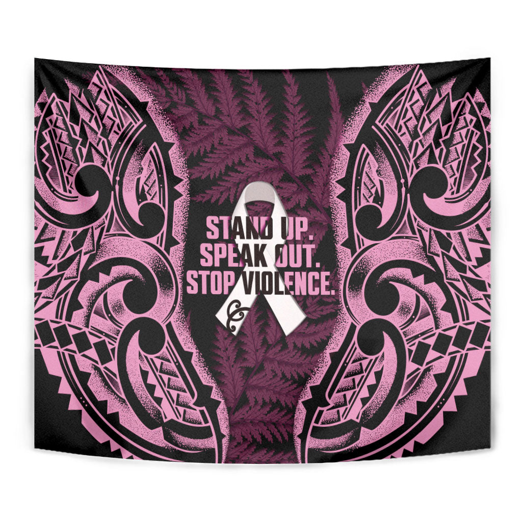 White Ribbon Day New Zealand Tapestry Respect Women Maori Pattern Pink