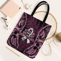 White Ribbon Day New Zealand Tote Bag Respect Women Maori Pattern Pink