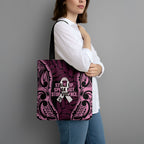 White Ribbon Day New Zealand Tote Bag Respect Women Maori Pattern Pink