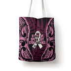 White Ribbon Day New Zealand Tote Bag Respect Women Maori Pattern Pink
