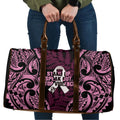 White Ribbon Day New Zealand Travel Bag Respect Women Maori Pattern Pink