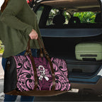 White Ribbon Day New Zealand Travel Bag Respect Women Maori Pattern Pink
