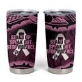 White Ribbon Day New Zealand Tumbler Cup Respect Women Maori Pattern Pink