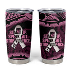White Ribbon Day New Zealand Tumbler Cup Respect Women Maori Pattern Pink