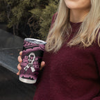 White Ribbon Day New Zealand Tumbler Cup Respect Women Maori Pattern Pink