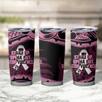 White Ribbon Day New Zealand Tumbler Cup Respect Women Maori Pattern Pink