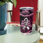 White Ribbon Day New Zealand Tumbler Cup Respect Women Maori Pattern Pink
