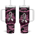 White Ribbon Day New Zealand Tumbler With Handle Respect Women Maori Pattern Pink