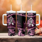 White Ribbon Day New Zealand Tumbler With Handle Respect Women Maori Pattern Pink