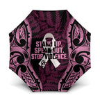 White Ribbon Day New Zealand Umbrella Respect Women Maori Pattern Pink