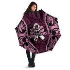 White Ribbon Day New Zealand Umbrella Respect Women Maori Pattern Pink