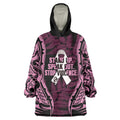 White Ribbon Day New Zealand Wearable Blanket Hoodie Respect Women Maori Pattern Pink