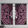 White Ribbon Day New Zealand Window Curtain Respect Women Maori Pattern Pink