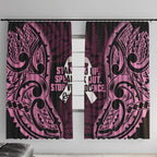 White Ribbon Day New Zealand Window Curtain Respect Women Maori Pattern Pink