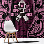 White Ribbon Day New Zealand Window Curtain Respect Women Maori Pattern Pink