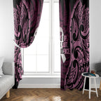 White Ribbon Day New Zealand Window Curtain Respect Women Maori Pattern Pink