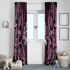 White Ribbon Day New Zealand Window Curtain Respect Women Maori Pattern Pink