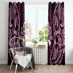 White Ribbon Day New Zealand Window Curtain Respect Women Maori Pattern Pink