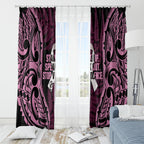 White Ribbon Day New Zealand Window Curtain Respect Women Maori Pattern Pink
