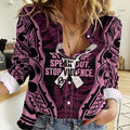 White Ribbon Day New Zealand Women Casual Shirt Respect Women Maori Pattern Pink