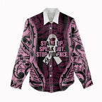 White Ribbon Day New Zealand Women Casual Shirt Respect Women Maori Pattern Pink