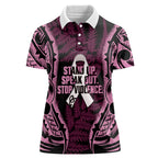 White Ribbon Day New Zealand Women Polo Shirt Respect Women Maori Pattern Pink