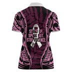 White Ribbon Day New Zealand Women Polo Shirt Respect Women Maori Pattern Pink