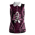 White Ribbon Day New Zealand Women Sleeveless Polo Shirt Respect Women Maori Pattern Pink