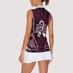 White Ribbon Day New Zealand Women Sleeveless Polo Shirt Respect Women Maori Pattern Pink