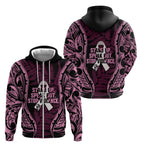 White Ribbon Day New Zealand Zip Hoodie Respect Women Maori Pattern Pink