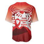 Red Ribbon Day New Zealand Baseball Jersey Stand Together End Stigma NZ Fern