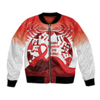 Red Ribbon Day New Zealand Bomber Jacket Stand Together End Stigma NZ Fern