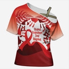Red Ribbon Day New Zealand Cross Shoulder Shirt Stand Together End Stigma NZ Fern