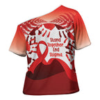 Red Ribbon Day New Zealand Cross Shoulder Shirt Stand Together End Stigma NZ Fern