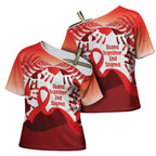 Red Ribbon Day New Zealand Cross Shoulder Shirt Stand Together End Stigma NZ Fern