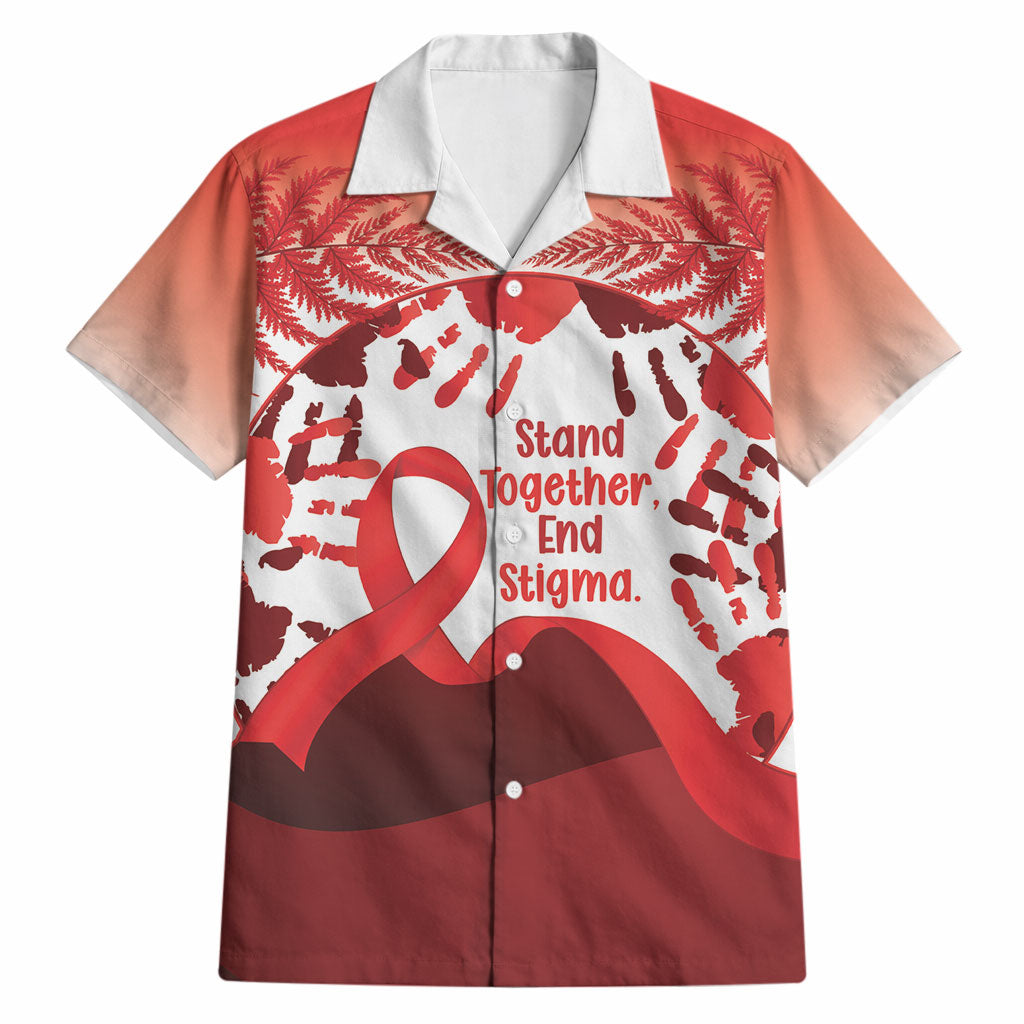 Red Ribbon Day New Zealand Hawaiian Shirt Stand Together End Stigma NZ Fern